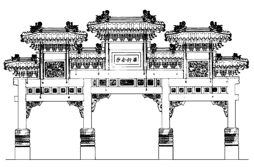 官式石牌樓明清樣式石雕牌坊設(shè)計(jì)圖